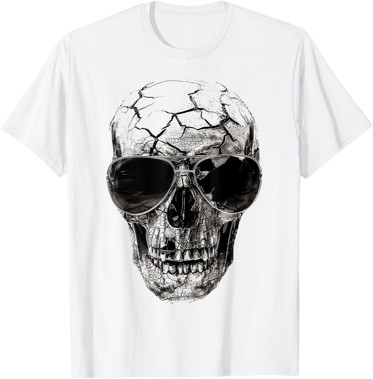 Skull Costume Halloween Spooky Sunglasses Art Skull T-Shirt - T-Shirt | White