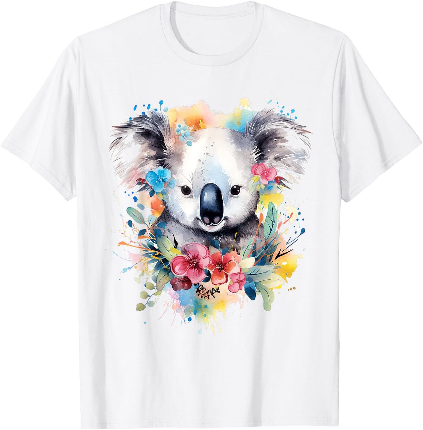 Koala Animal Colorful Motif Painting Art Abstract Koala T-Shirt - T-Shirt | White