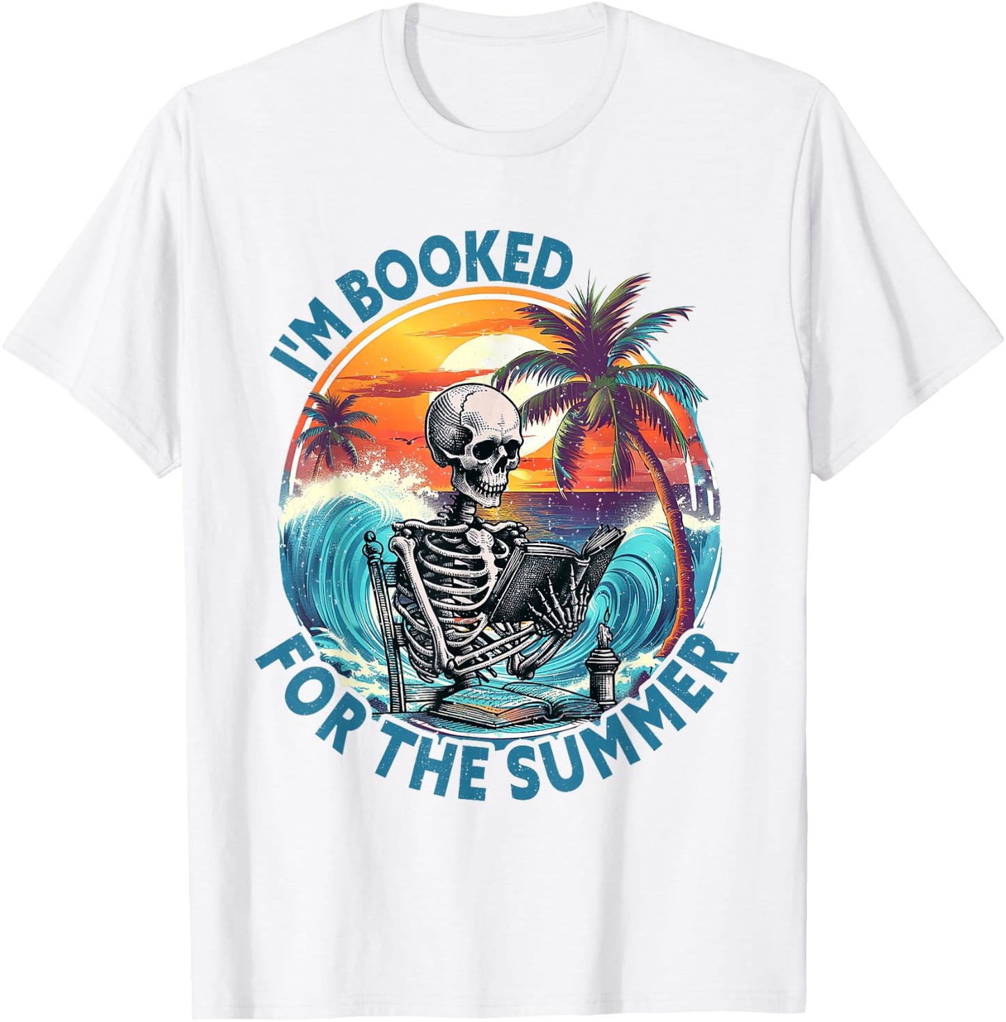 I'm Booked For Summer Book Reader Librarian Vacation Vintage T-Shirt - T-Shirt | White