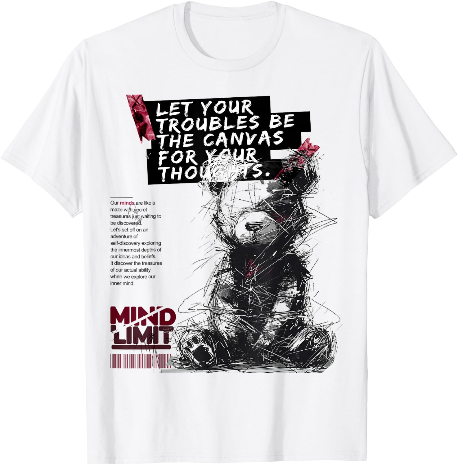 Bear | Frontprint | Art Graphic Animal Motif Artwork Bear T-Shirt - T-Shirt | White