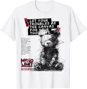 Bear | Frontprint | Art Graphic Animal Motif Artwork Bear T-Shirt - T-Shirt | White