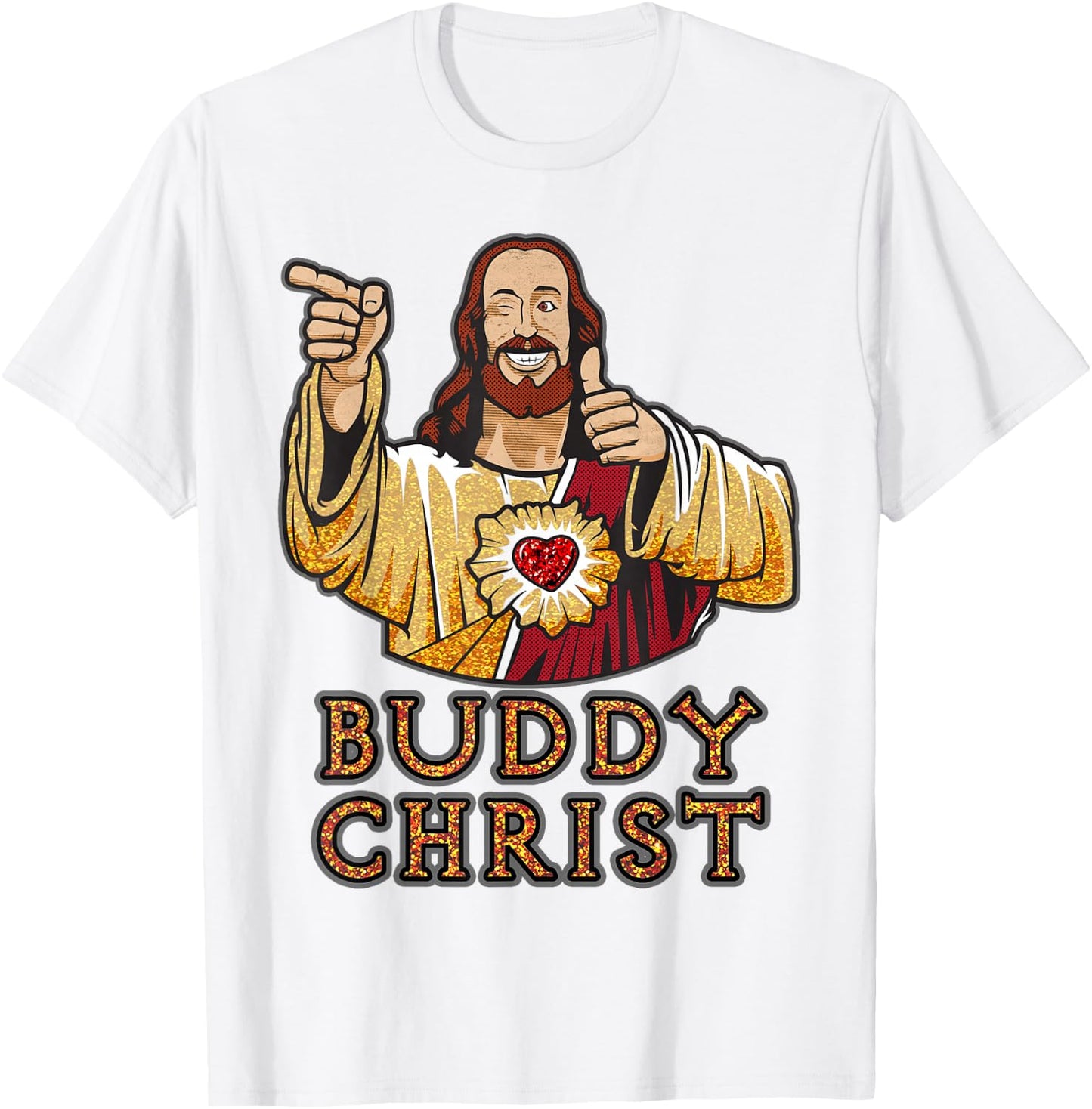 Kevin Smith View Askewniverse Buddy Christ Got Wow Golden T-Shirt - T-Shirt | White