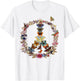 Peace Sign Butterflies flowers 60's 70s Retro Hippie T-Shirt - T-Shirt | White