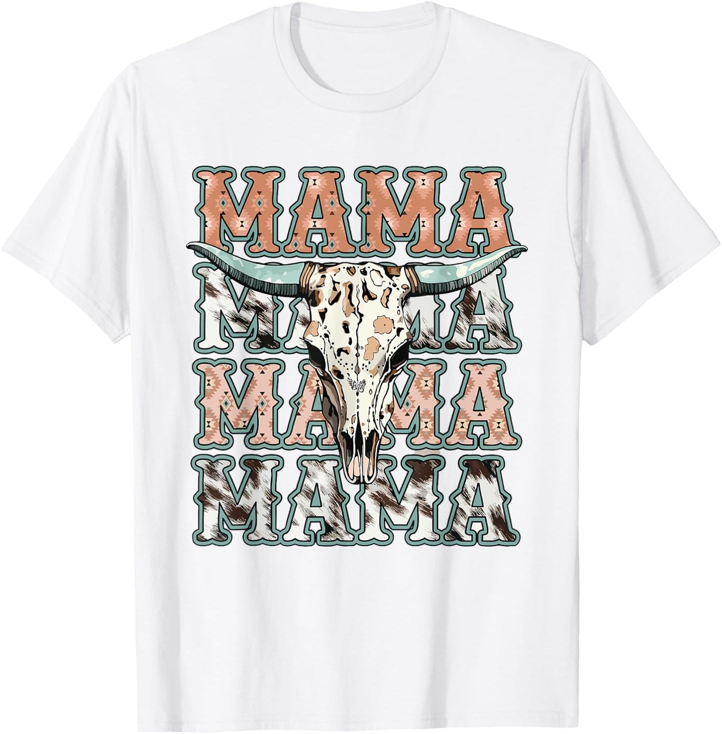 Groovy Mama Western Cow Skull Matching Family Mother's Day T-Shirt - T-Shirt | White