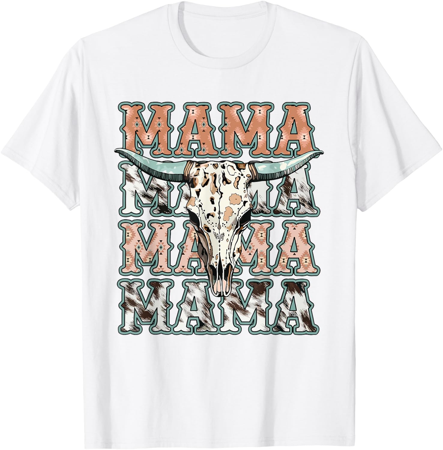 Groovy Mama Western Cow Skull Matching Family Mother's Day T-Shirt - T-Shirt | White
