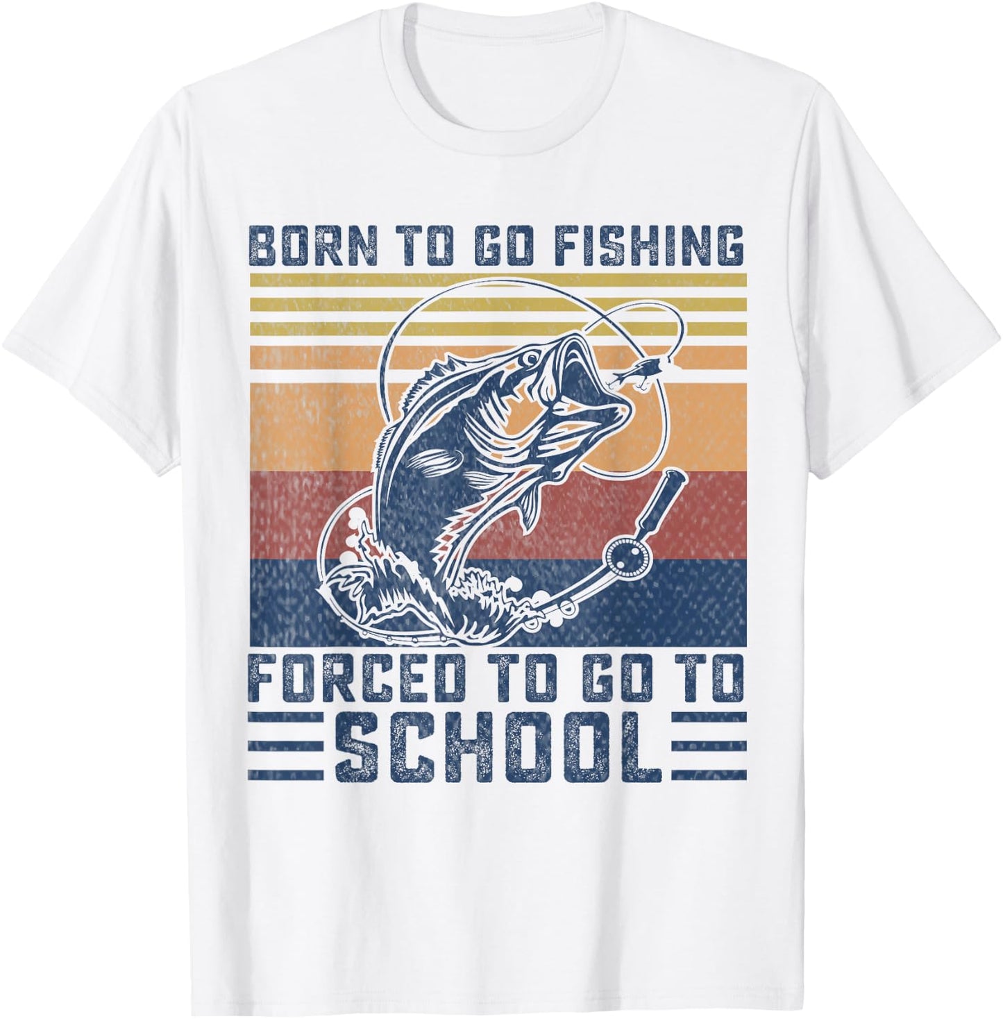 Funny Born to Go Fishing Bass Fish Fisherman Boys Kids Small T-Shirt - T-Shirt | White