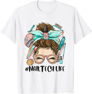 Manicurist Nail Tech Life Nail Hustler Artist Technician T-Shirt - T-Shirt | White