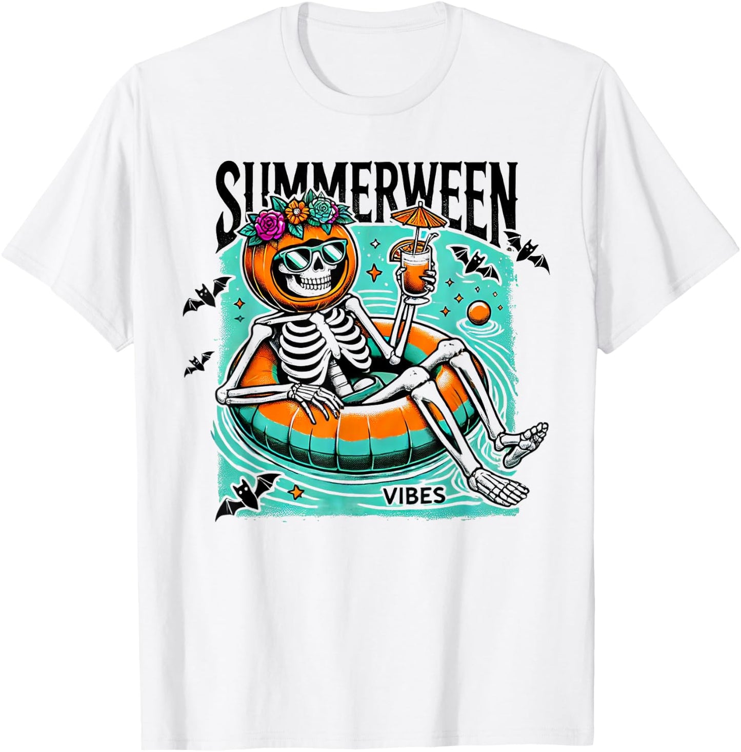Summerween Vibes - Halloween Summer Fun T-Shirt - T-Shirt | White