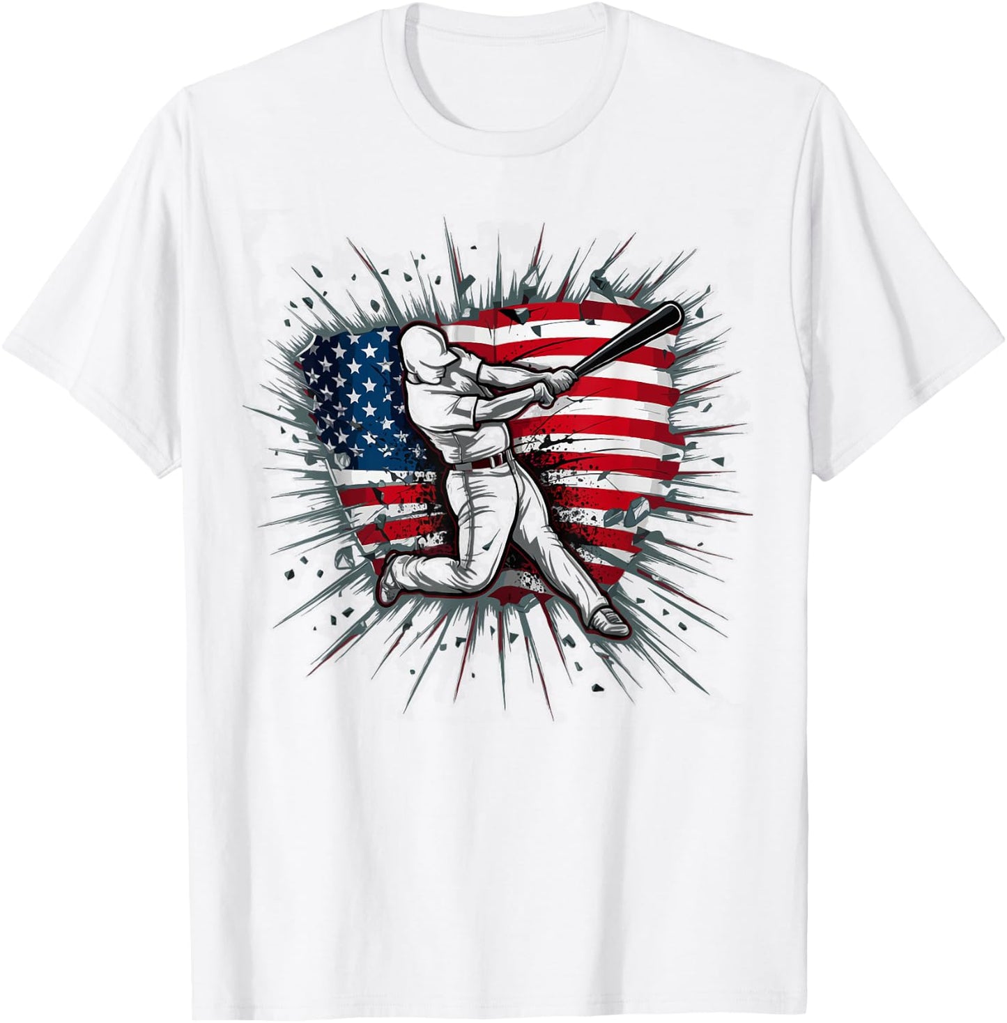 Patriotic Baseball 4th of July US American Flag Boys Vintage T-Shirt - T-Shirt | White