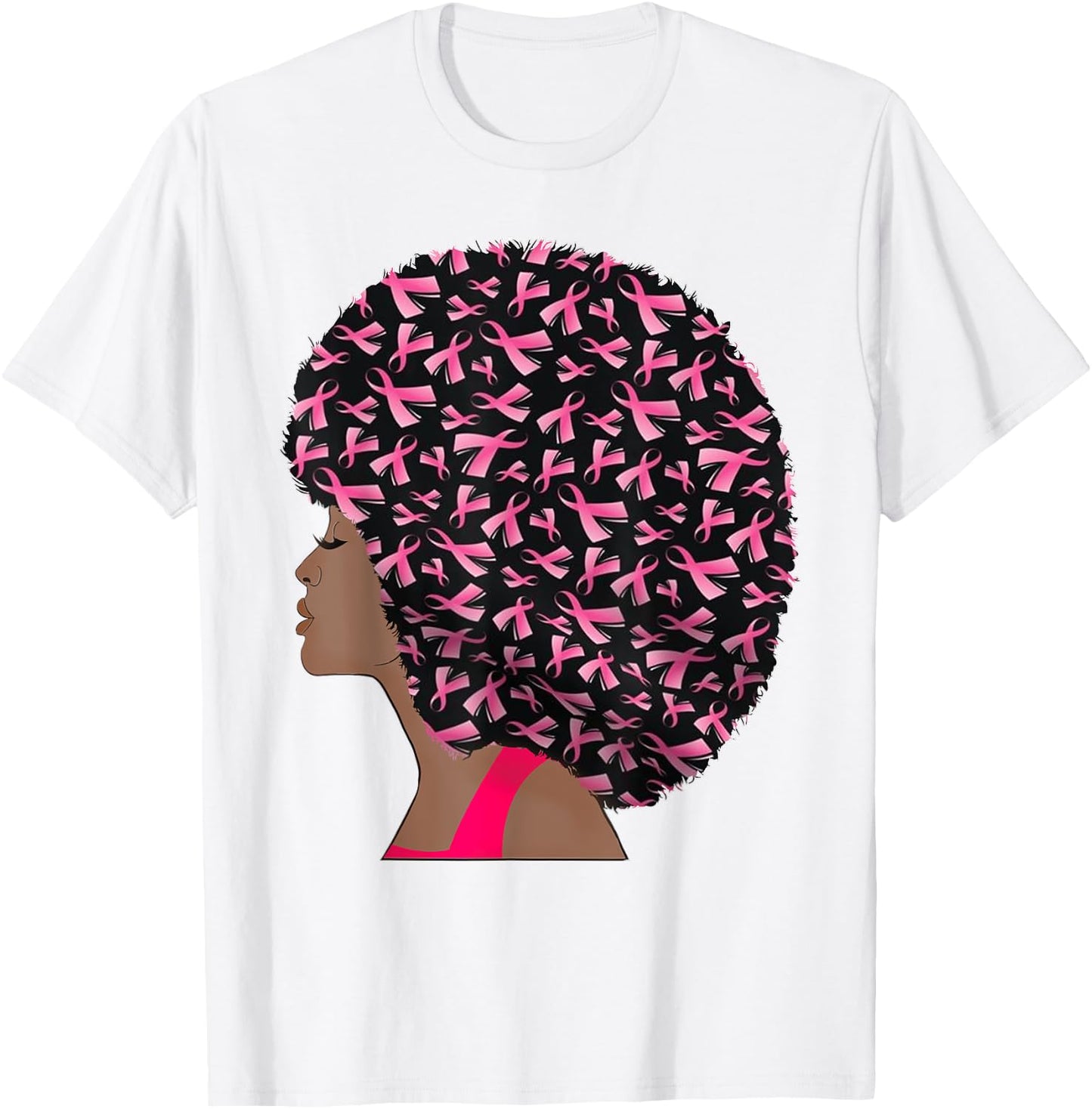 In October We Wear Pink Black Woman Breast Cancer Awareness T-Shirt - T-Shirt | White