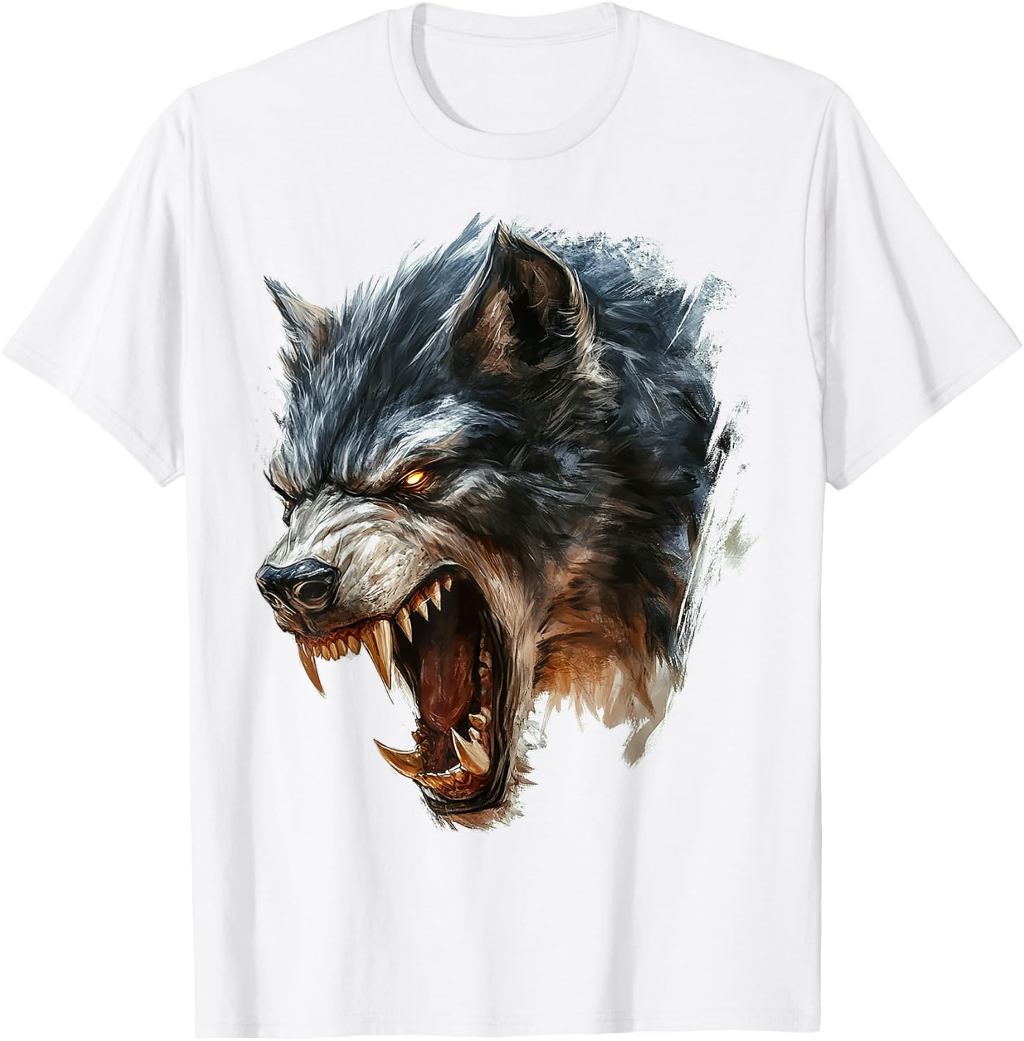 Werewolf Mythical Motif Fantasy Illustration Werewolf T-Shirt - T-Shirt | White