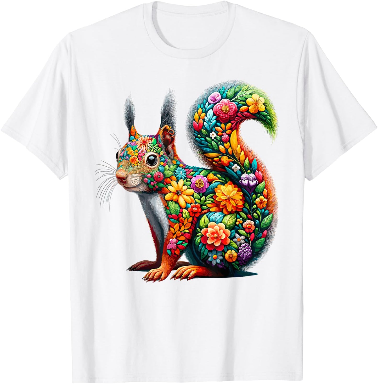 Floral Aesthetic Squirrel Lover Shirt Squirrel T-Shirt - T-Shirt | White