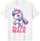 Alpha cute male Unicorn Funny Sarcastic Ironic Weird Y2K T-Shirt - T-Shirt | White