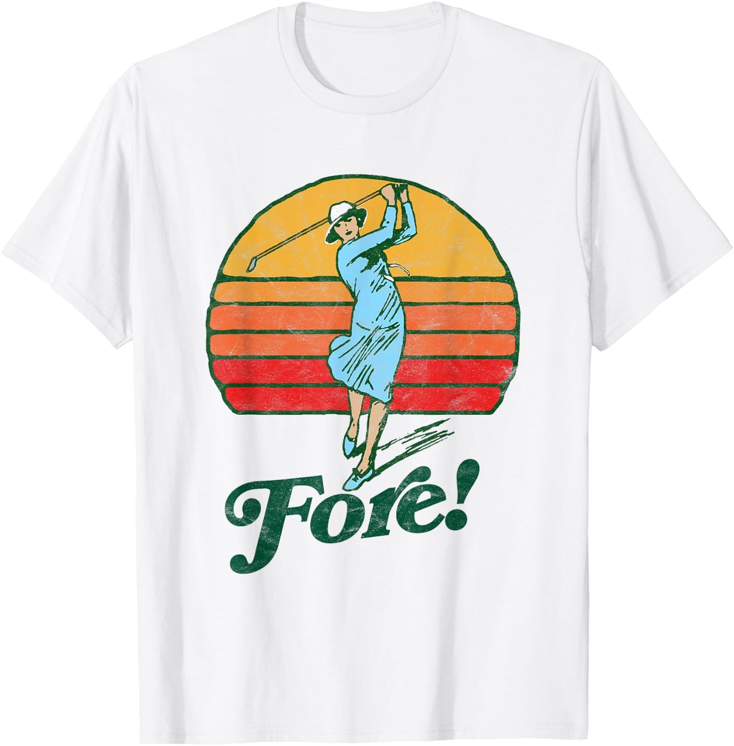 Fore! Vintage Female Golf Retro Funny Woman Golfer Graphic T-Shirt - T-Shirt | White