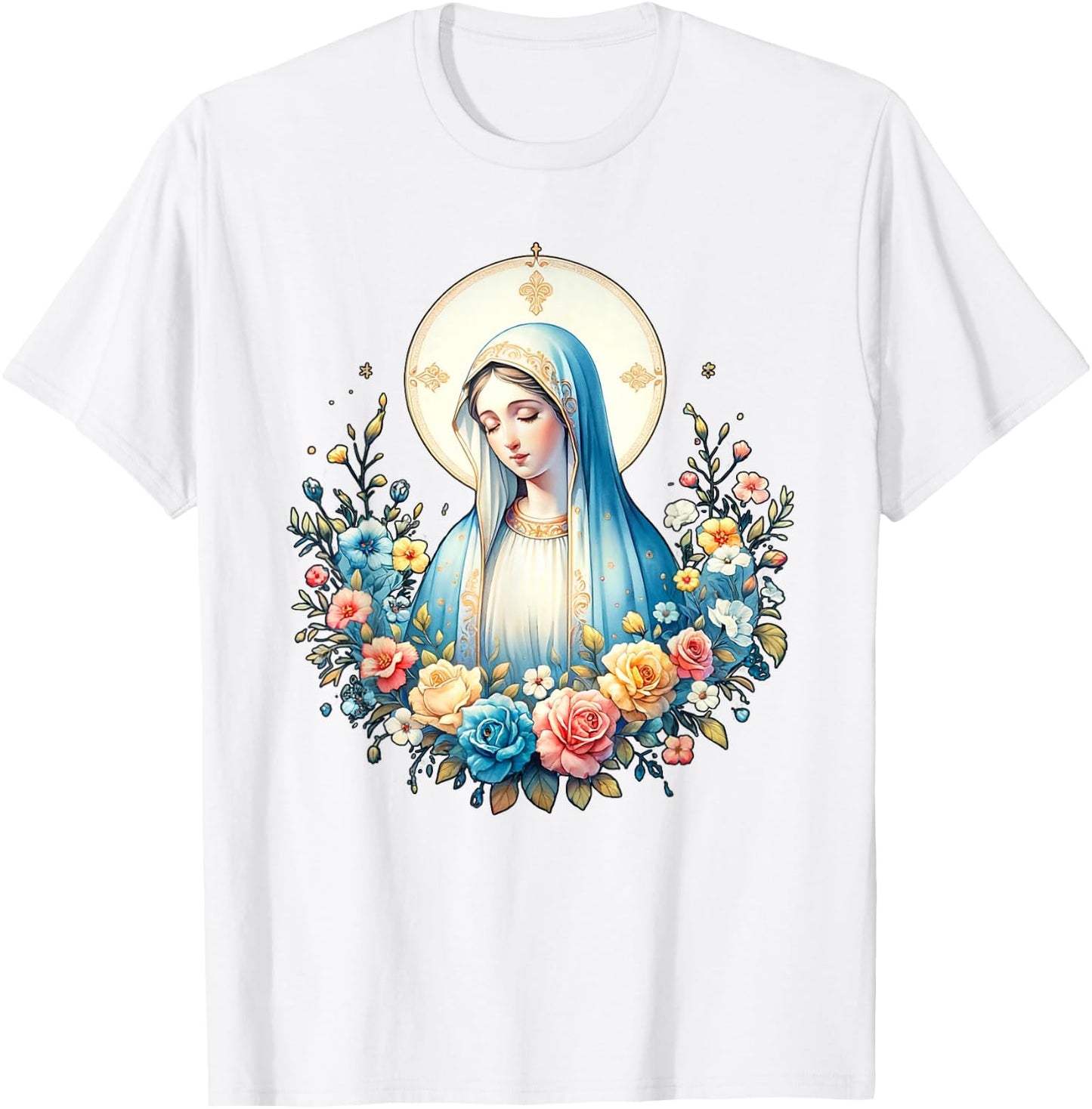 Our Lady of Lourdes Powerful Symbol Saint Mary Mother Mary T-Shirt - T-Shirt | White