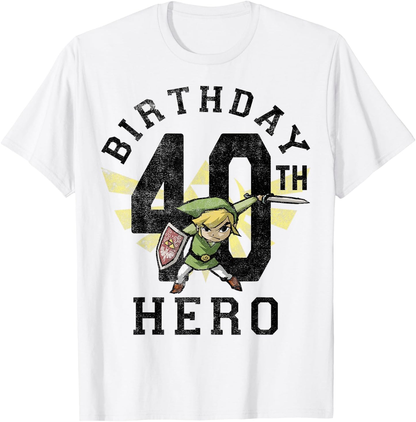 Legend of Zelda Link 40th Birthday Hero Portrait Logo T-Shirt - T-Shirt | White