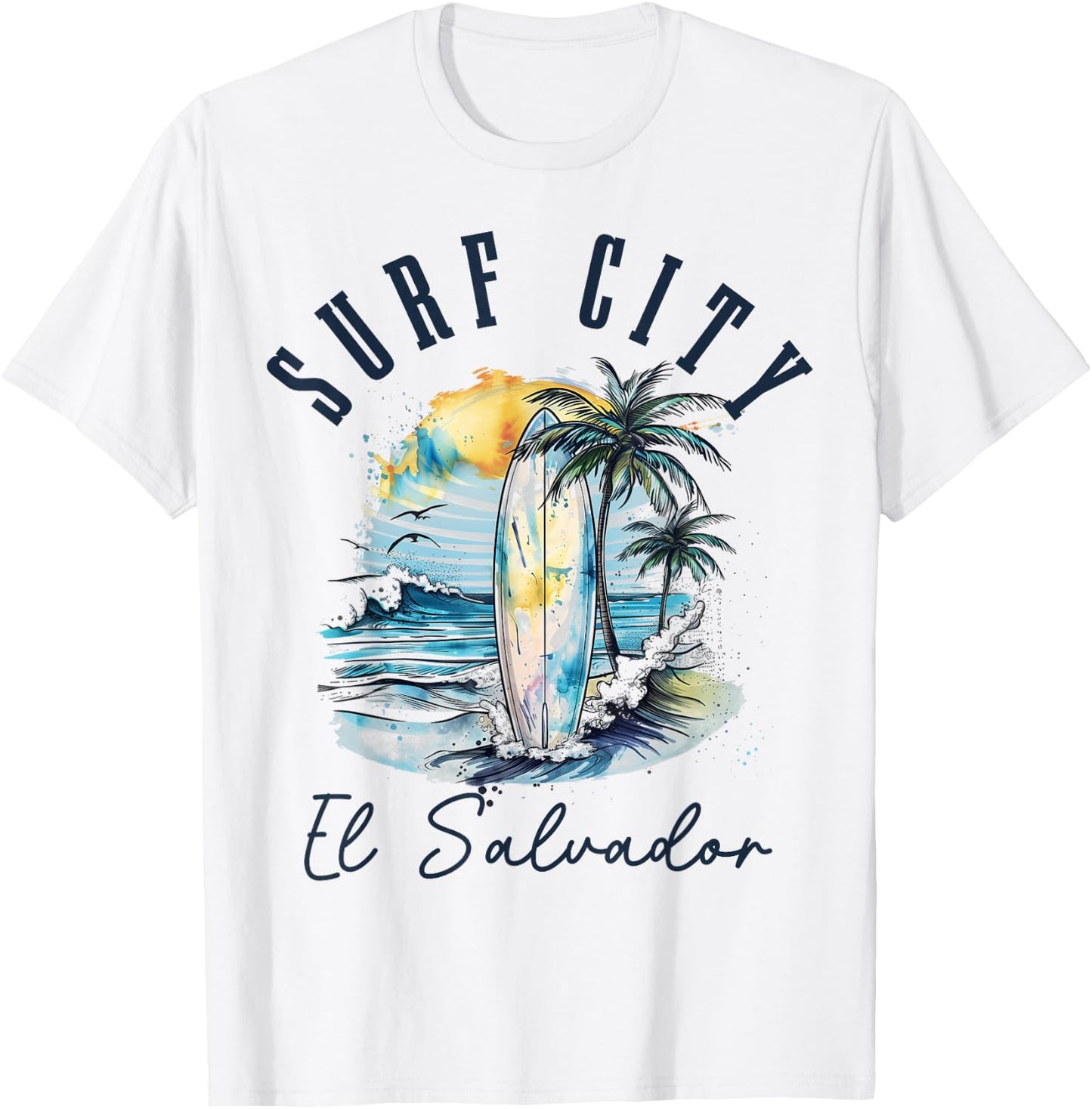 Surf City El Salvador Vintage Beach Surf Surfer T-Shirt - T-Shirt | White