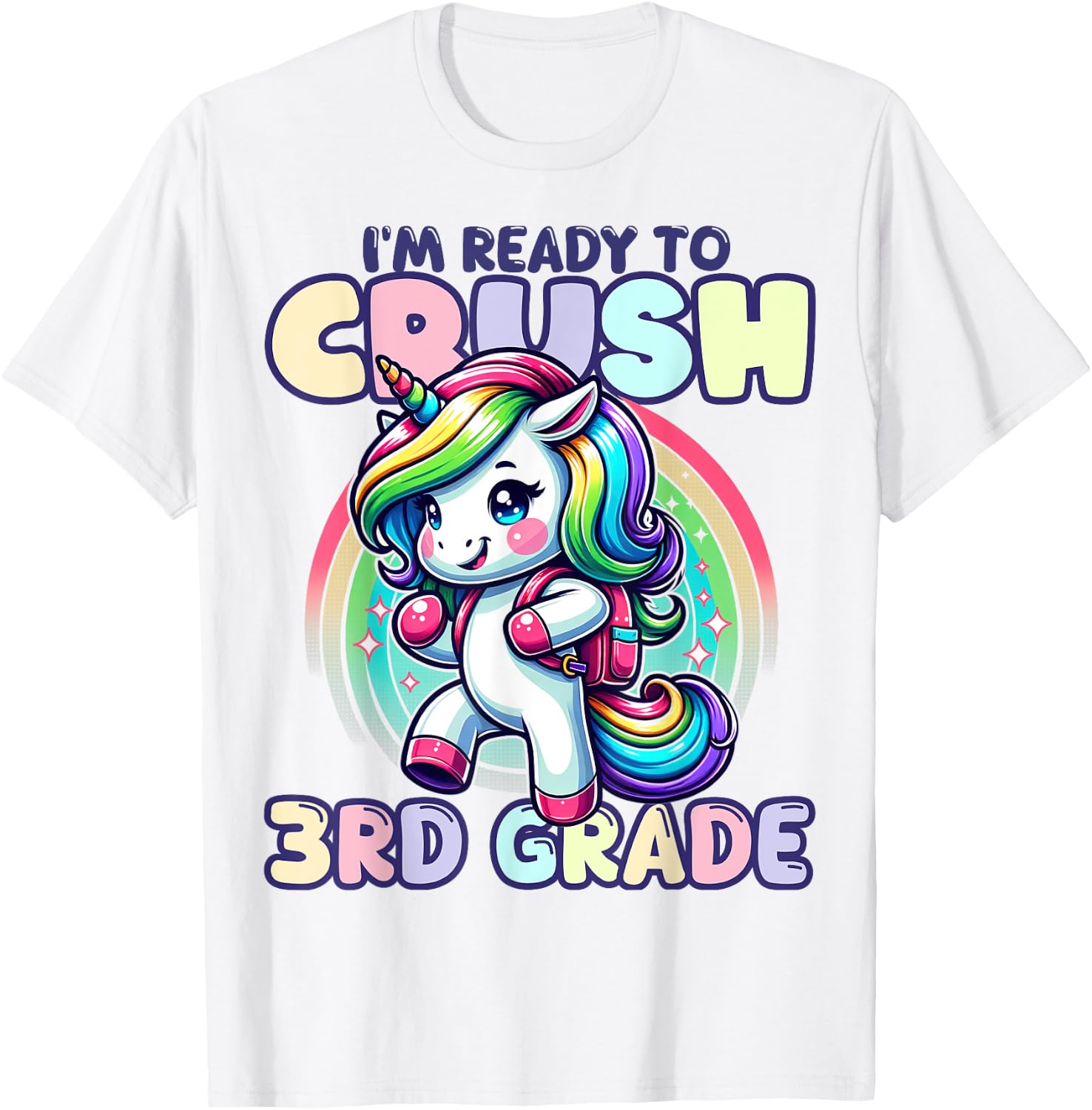 Crush 3rd Grade Girls Back to School Unicorn First Day Cute T-Shirt - T-Shirt | White