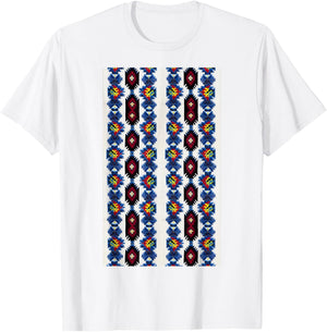 Vintage Ukrainian Vyshyvanka Style Retro Geometric Pattern T-Shirt - T-Shirt | White