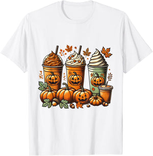 Pumpkin Spice Latte and Fall Coffee Perfect for Thanksgiving T-Shirt - T-Shirt | White