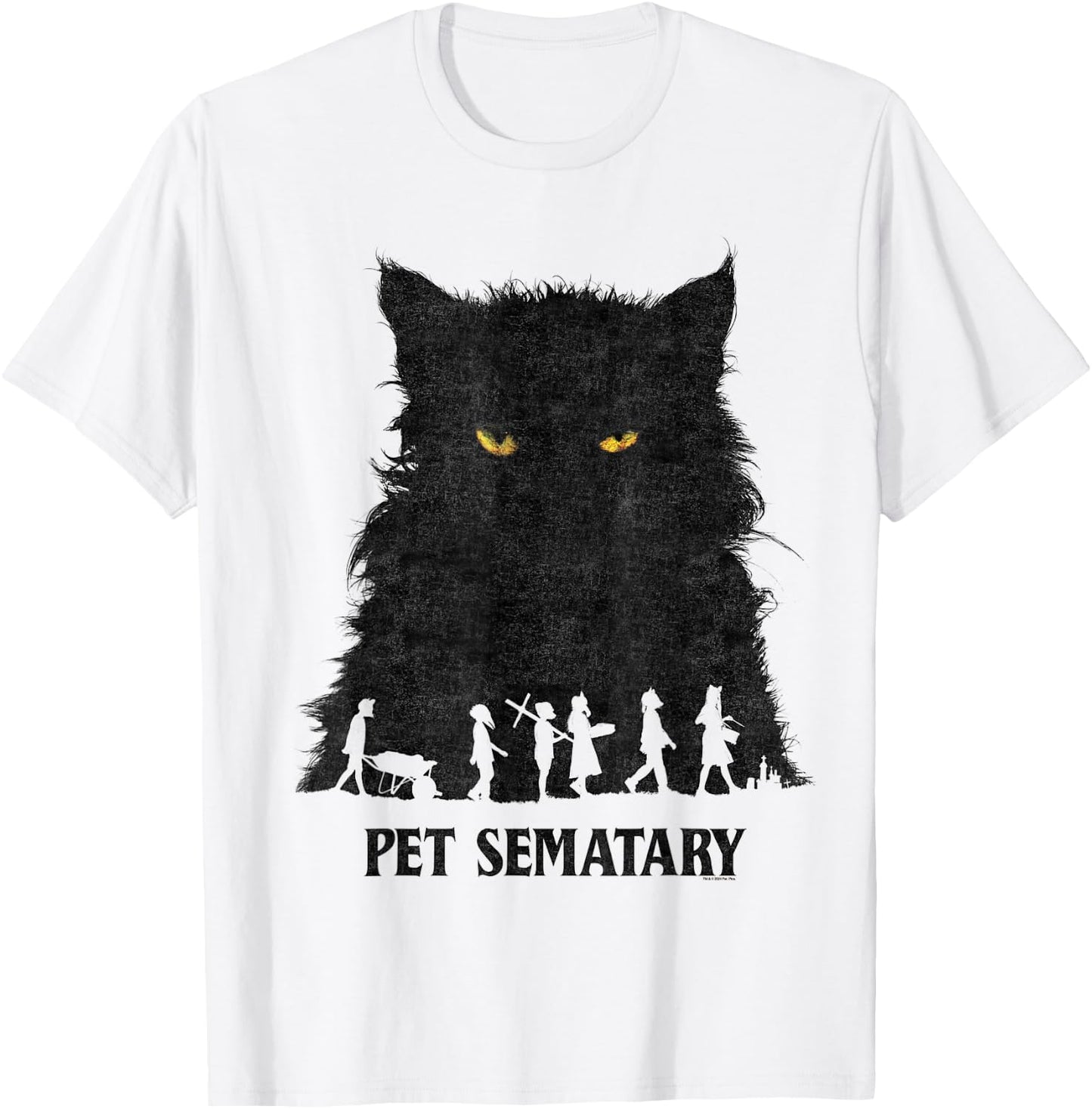 Pet Sematary Halloween Silhouettes Cat Yellow Glowing Eyes T-Shirt - T-Shirt | White