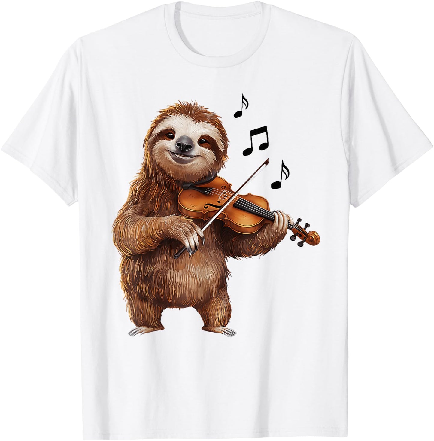 Funny Musician Violinist Cute Sloth Playing Violin T-Shirt - T-Shirt | White