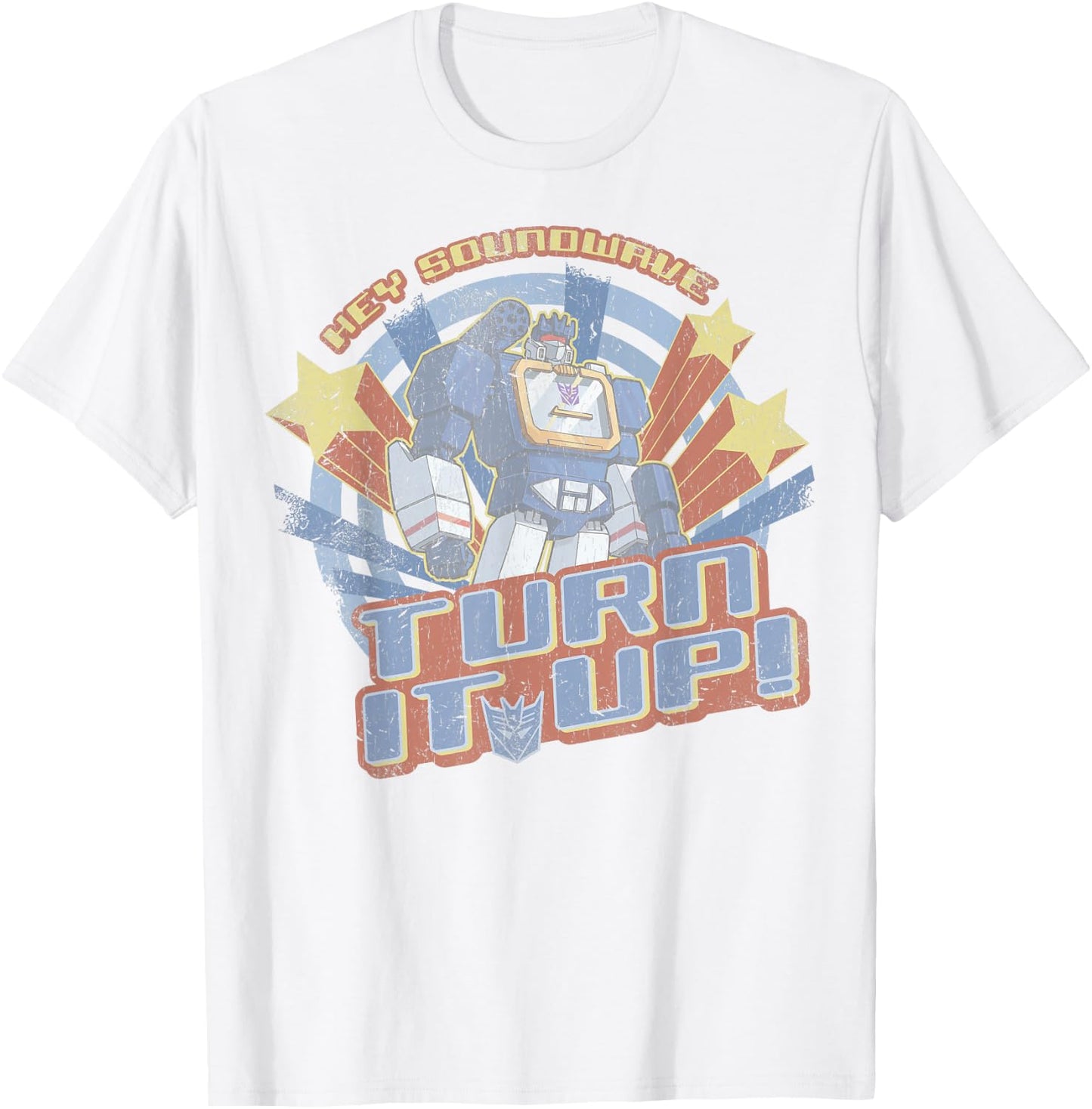Transformers Hey Soundwave Turn It Up Classic Retro Logo T-Shirt - T-Shirt | White