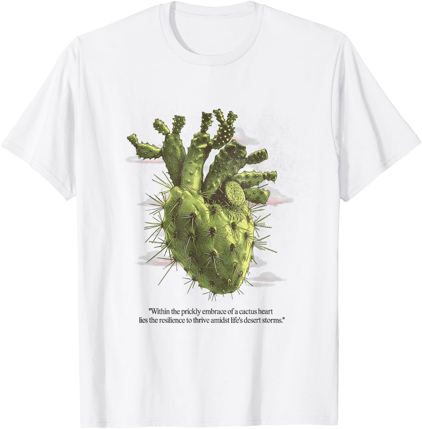 Cactus Heart Shirt Nature Desert Cactus Anatomical Heart T-Shirt - T-Shirt | White