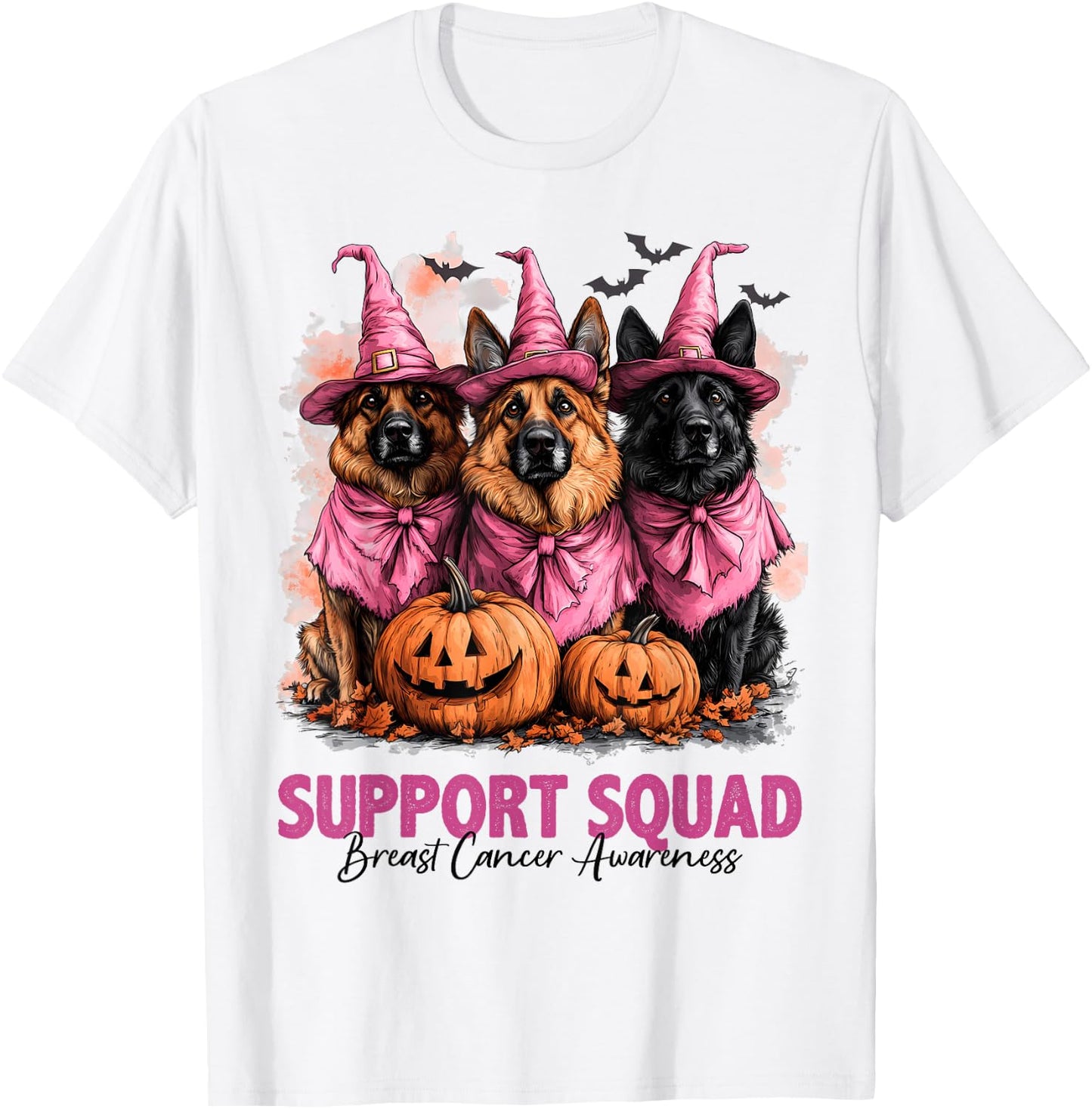 In October We Wear Pink German Shepherd Breast Cancer Gifts T-Shirt - T-Shirt | White