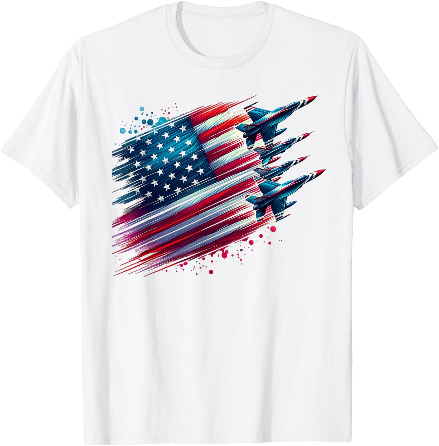 Flying Jets American Flag USA Patriotic 4th of July T-Shirt - T-Shirt | White