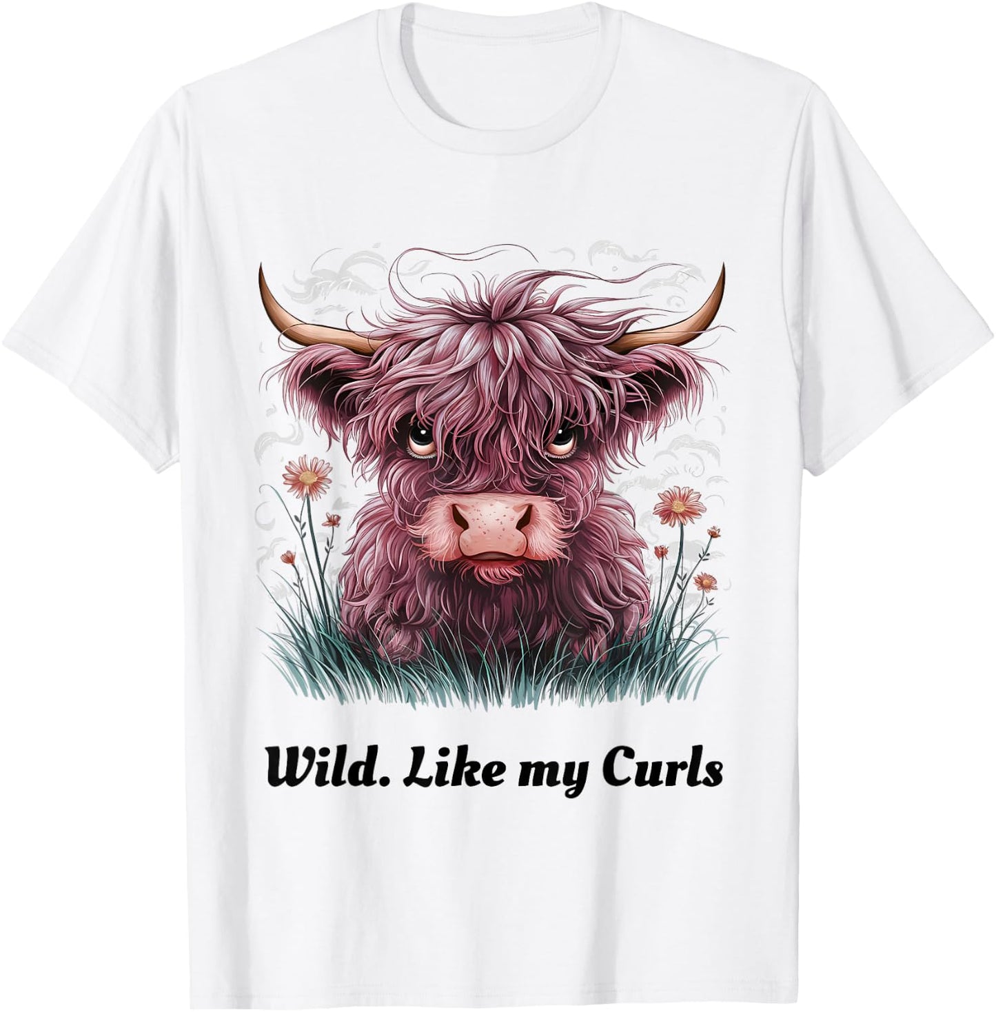 Kids Highland Cow "Wild Like My Curls" I Love Curls Toddler T-Shirt - T-Shirt | White