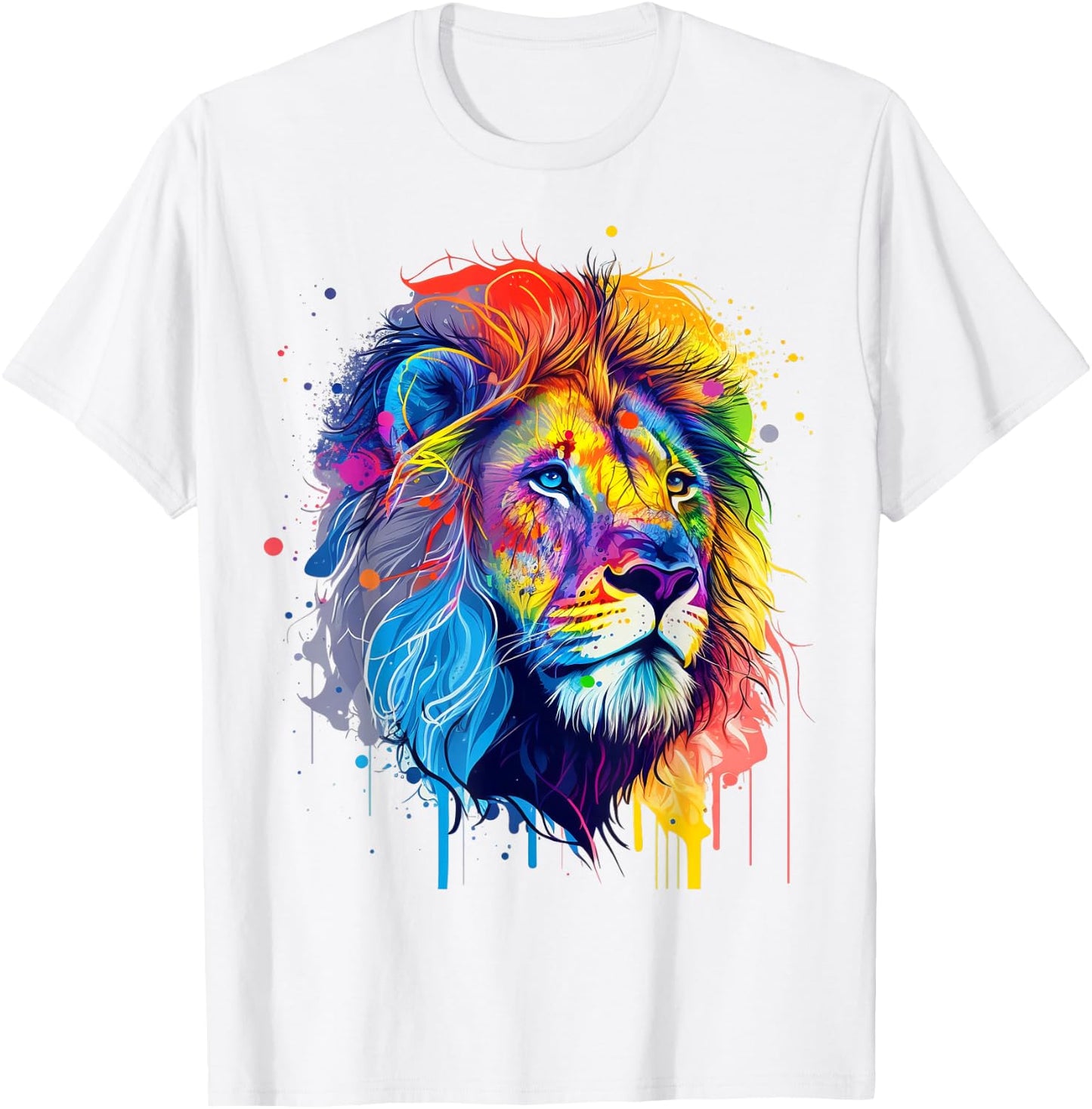 Artistic Colorful Pop Art painted Lion T-Shirt - T-Shirt | White