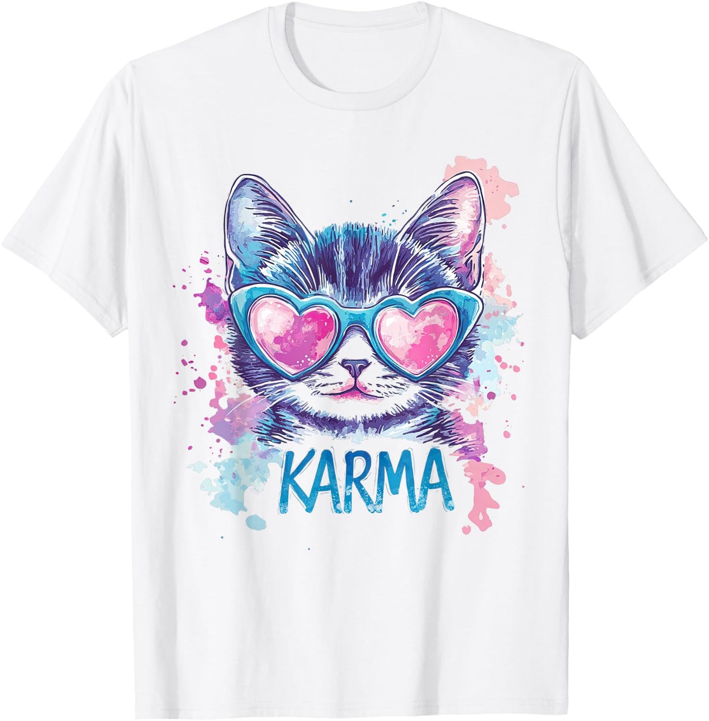 Vintage Cat Karma lovers For Teens Girls Women Men T-Shirt - T-Shirt | White