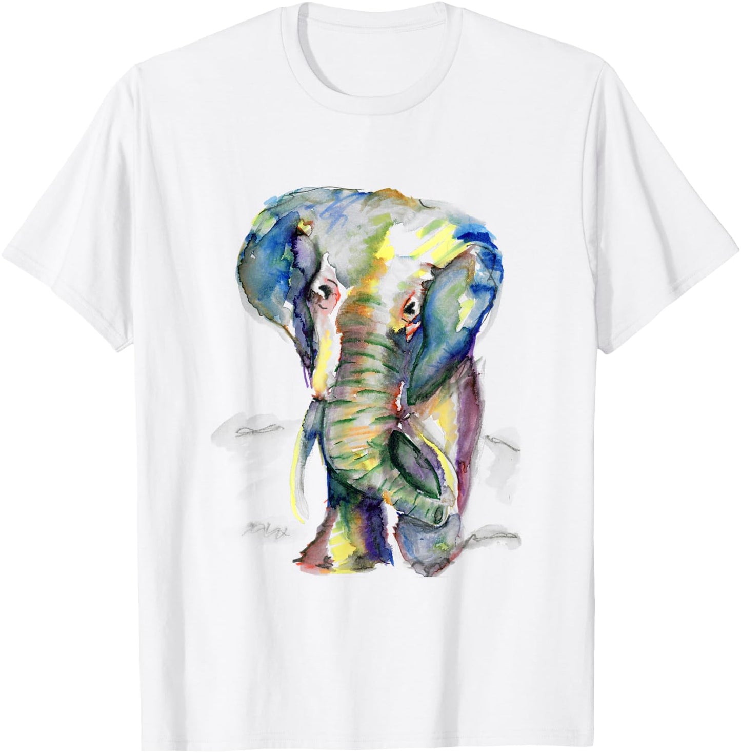 Elephant Lover Animal White Colorful Painting Gift T-Shirt - T-Shirt | White