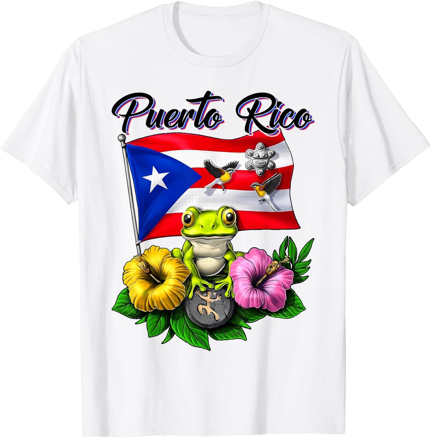Funny Boricua Coqui Frog Taino Puerto Rico Puerto Rican Flag T-Shirt - T-Shirt | White