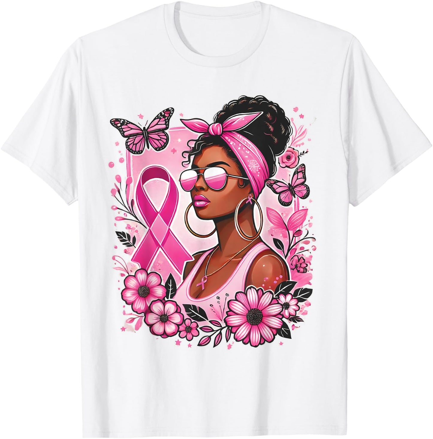 Breast cancer awareness African American support Wear Pink T-Shirt - T-Shirt | White