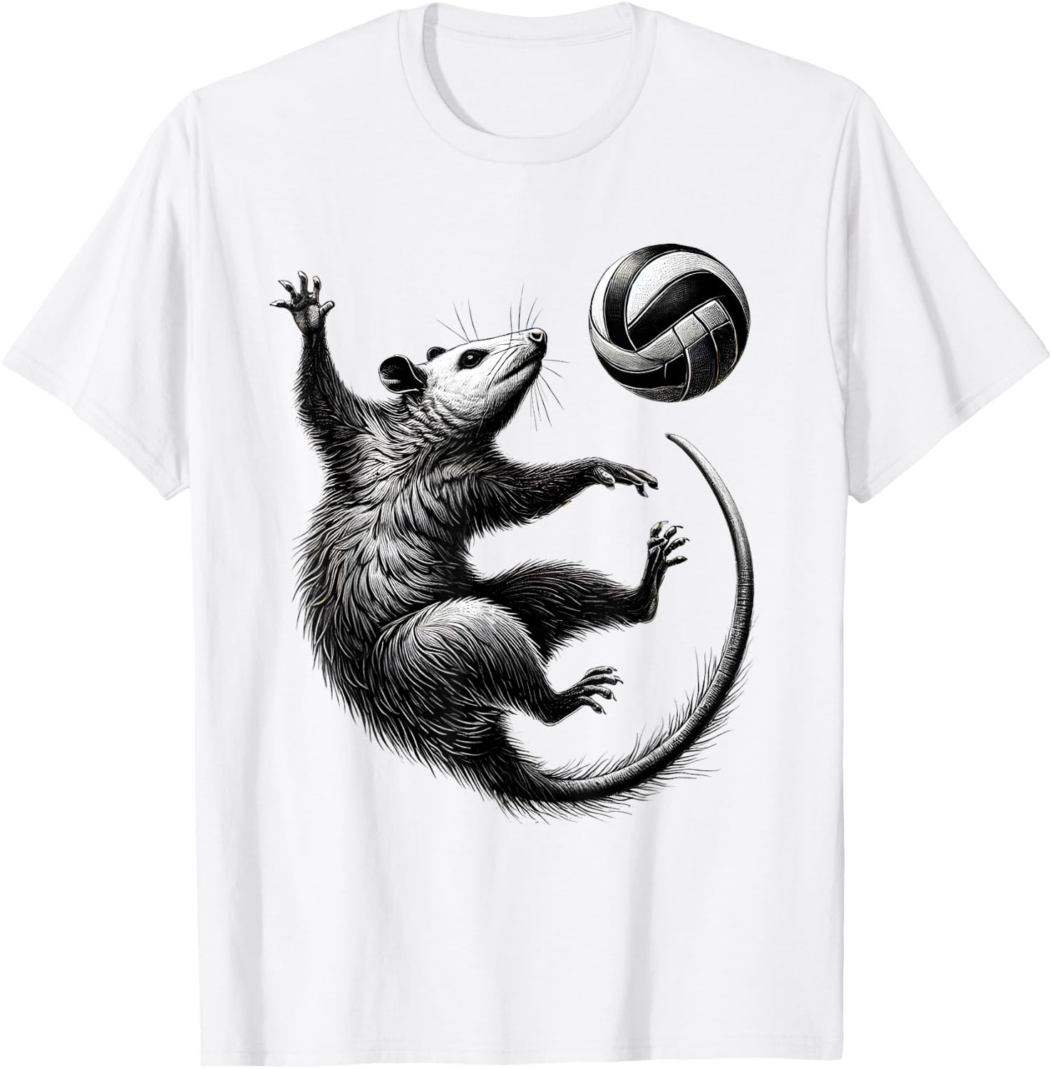 Vintage Possum Playing Volleyball Opossum Volleyball Player T-Shirt - T-Shirt | White