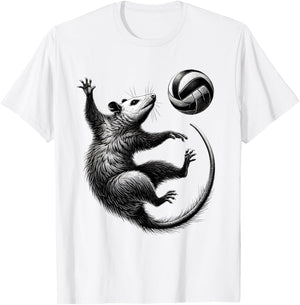 Vintage Possum Playing Volleyball Opossum Volleyball Player T-Shirt - T-Shirt | White