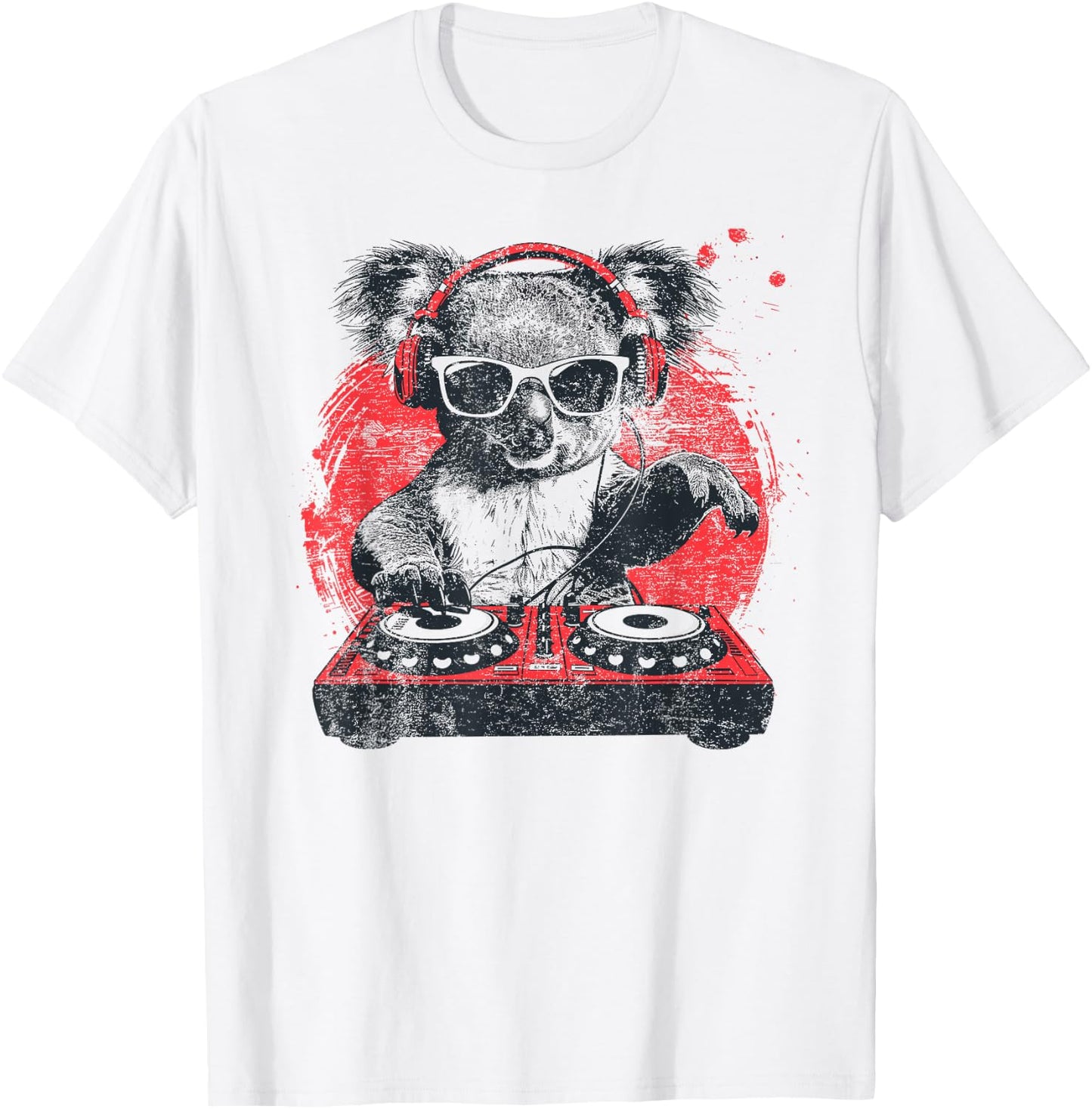 Funny Retro Cool House DJ Koala Animal Disco Headphone Tech T-Shirt - T-Shirt | White