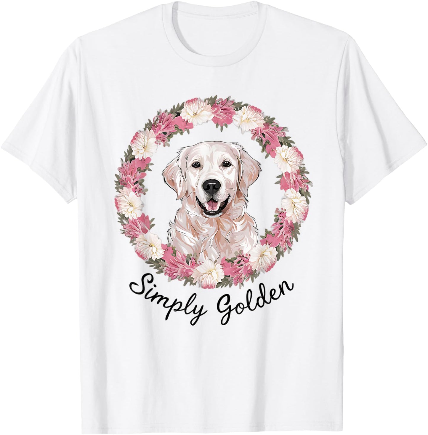 White English Cream Golden Retriever Cute 'Simply Golden' T-Shirt - T-Shirt | White