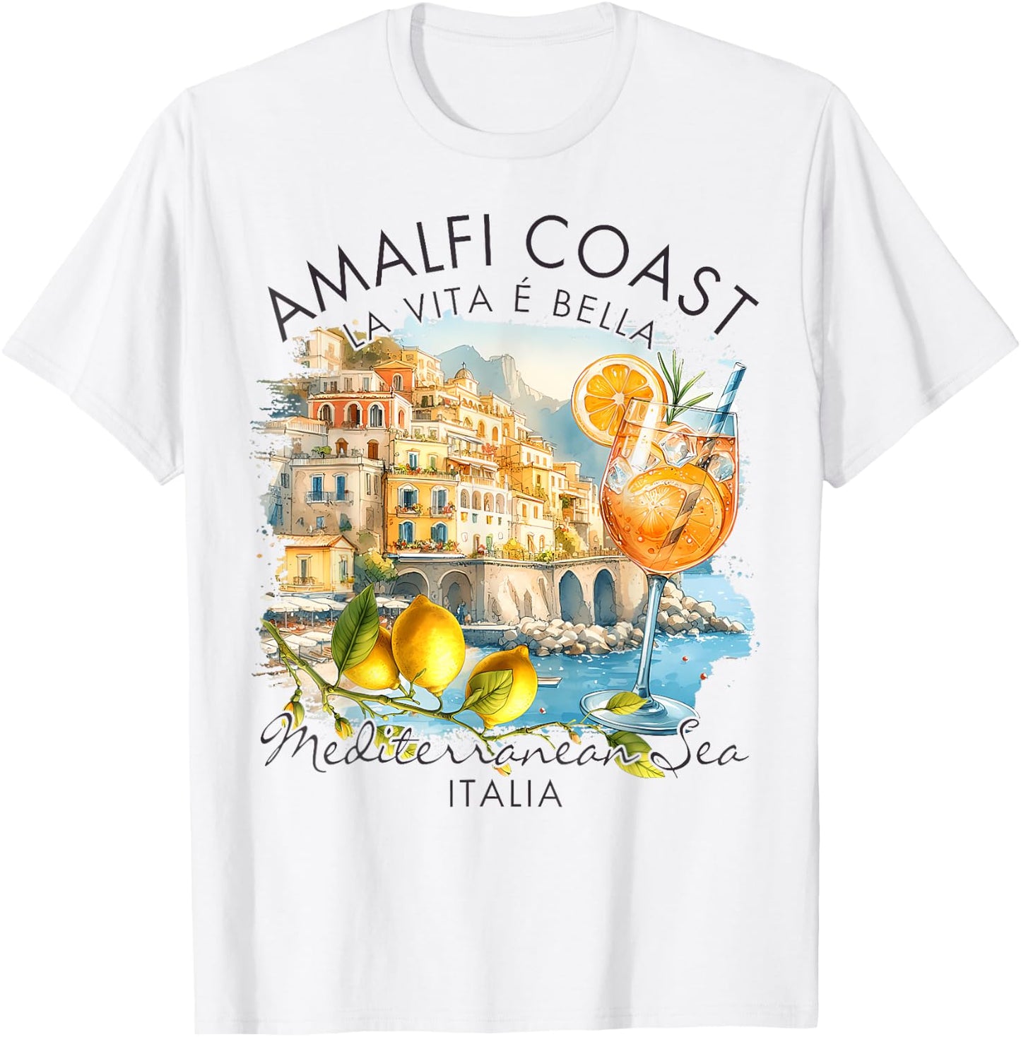 Amalfi Coast Italy Travel Trip Vacation Sea T-Shirt - T-Shirt | White