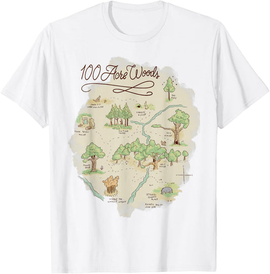 Disney Winnie The Pooh 100 Acre Woods Map T-Shirt - T-Shirt | White