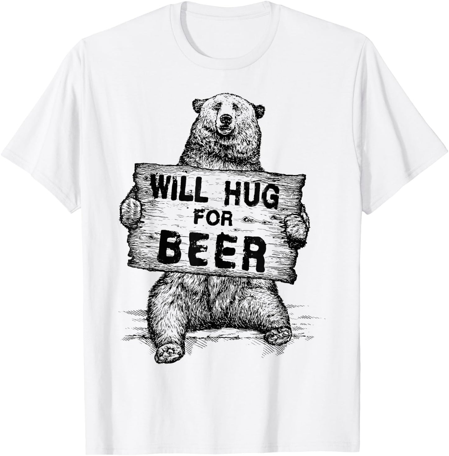 Bear Hug For Beer Vintage Rustic T-Shirt - T-Shirt | White