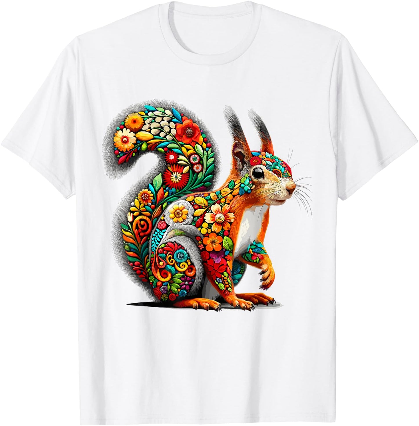 Floral Aesthetic Squirrel Lover Shirt Squirrel T-Shirt - T-Shirt | White