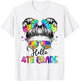 Hello 4th Grade Messy Hair Bun Girl Back To School First Day T-Shirt - T-Shirt | White