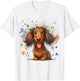 Dachshund Dog Art Eagerlys wild ruffled hair dog painting T-Shirt - T-Shirt | White
