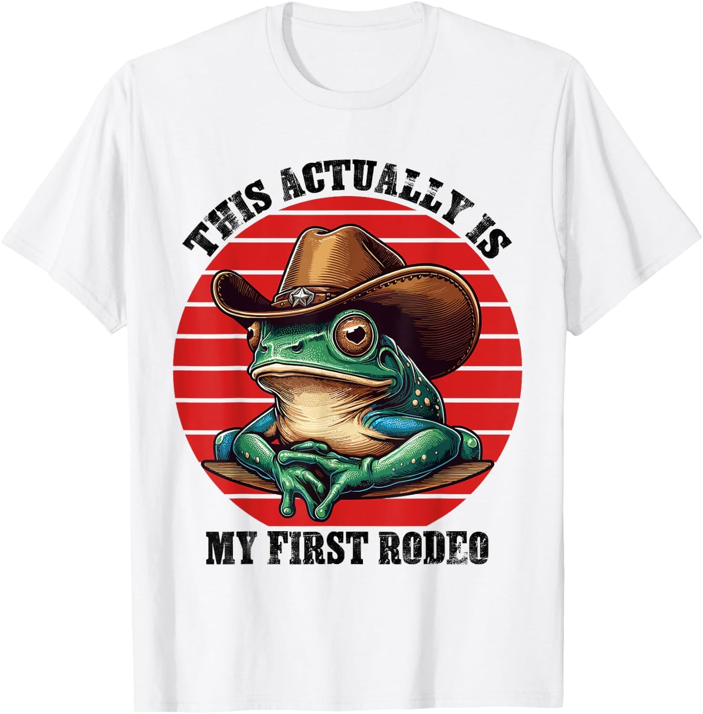 Funny Frog Cowboy Farmer Cowgirl Hat Western Frog Men Women T-Shirt - T-Shirt | White