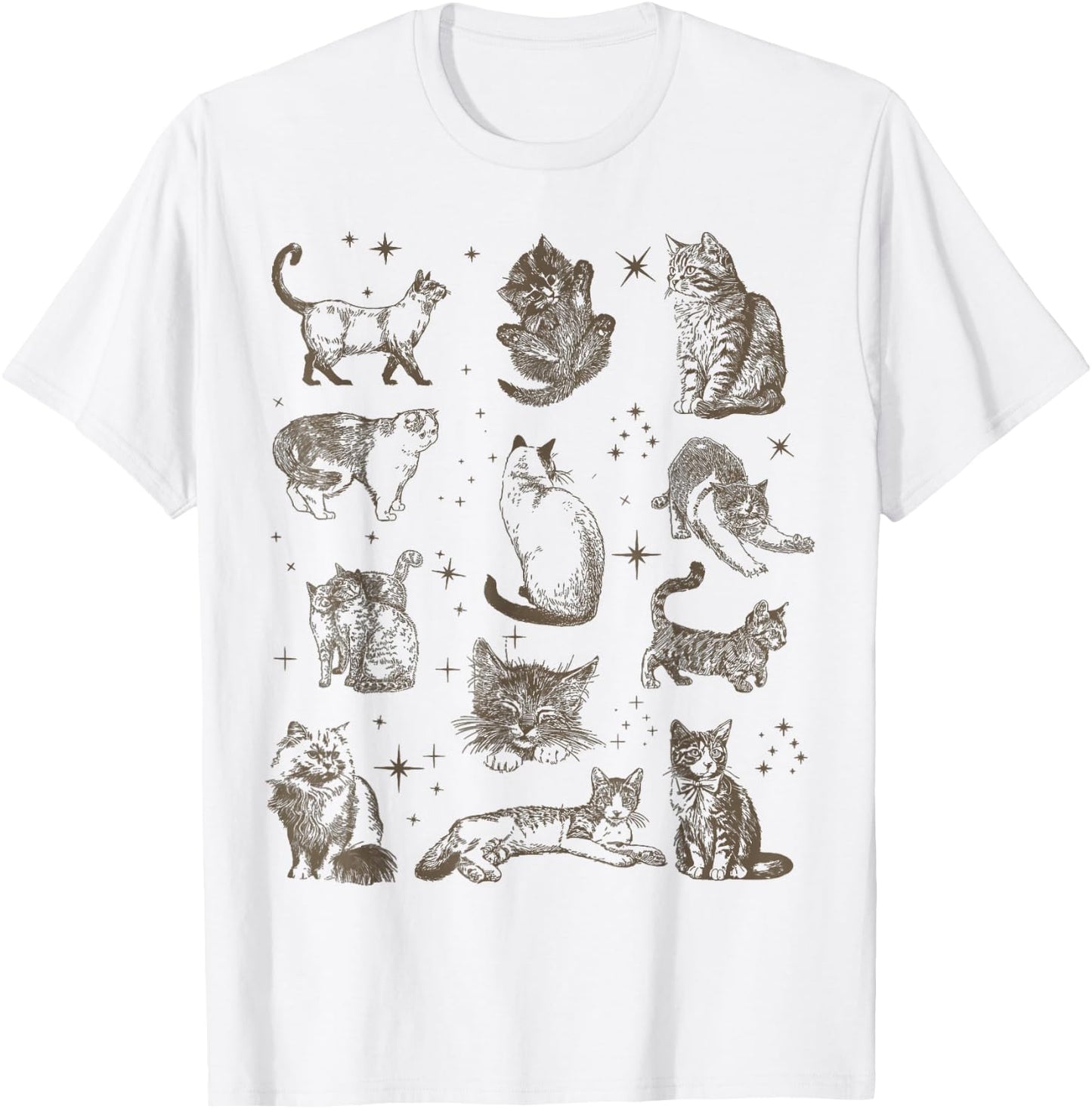 Vintage 90s Tattoo Retro Cats In Space T-Shirt - T-Shirt | White