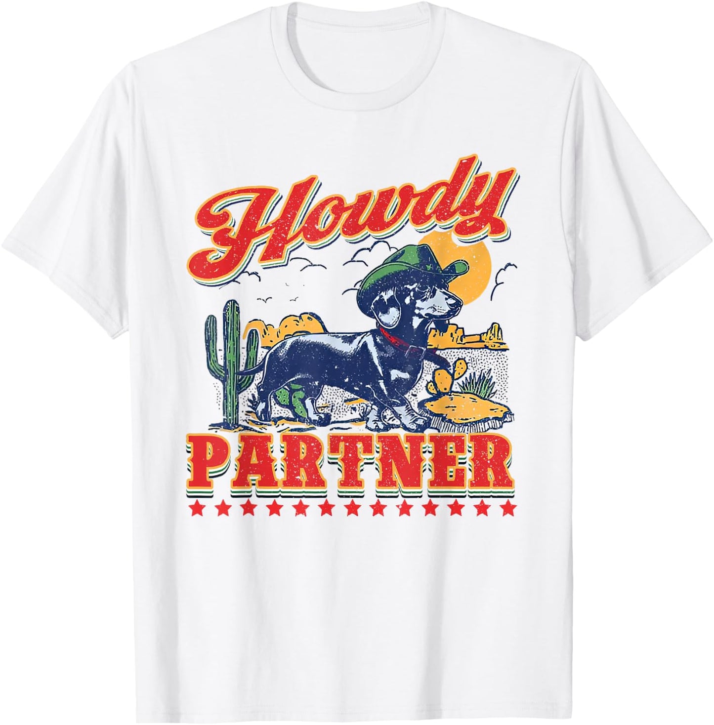 Howdy Partner - ready for Rodeo - Cowboy Weenie Dachshund T-Shirt - T-Shirt | White
