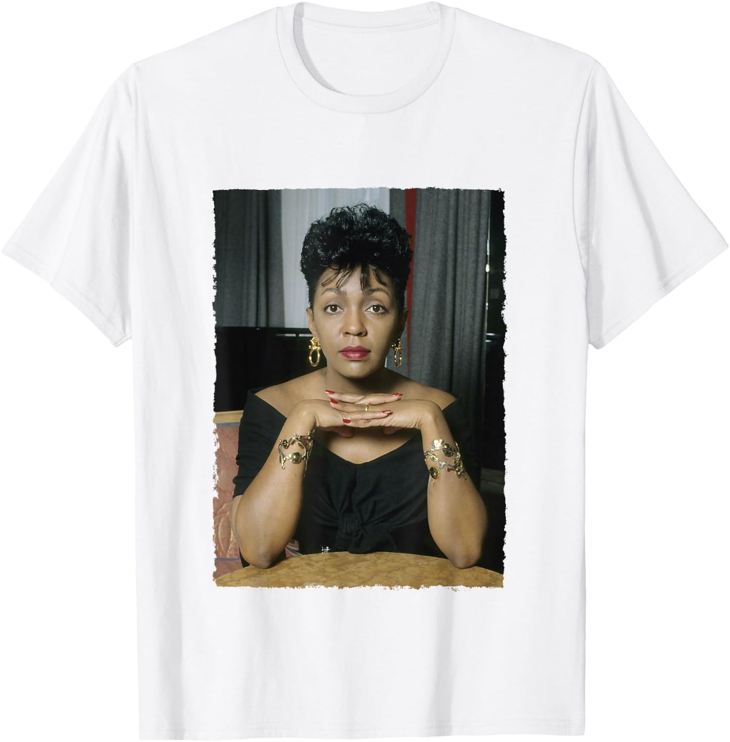 Singer Anita Baker Distress Edge By Stephen Wright T-Shirt - T-Shirt | White